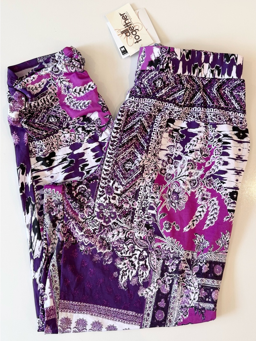 Antthony Purple Floral & Paisley Print Pull-On Leggings